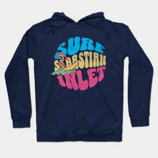 Surf Sebastian Inlet Florida Vintage Surfboard Surfing Hoodie